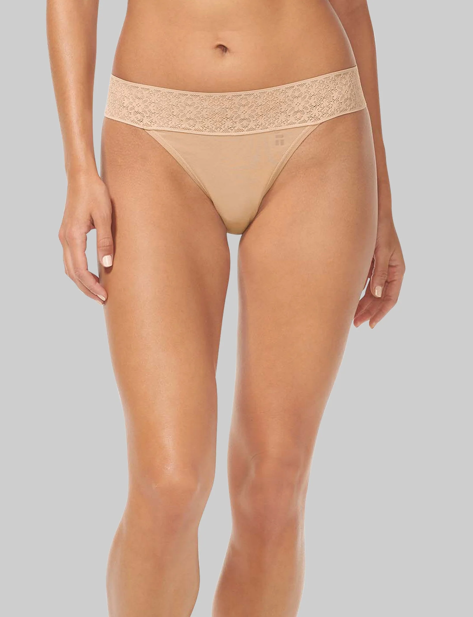 Women's Cool Cotton Thong, Lace Waist - Image 10