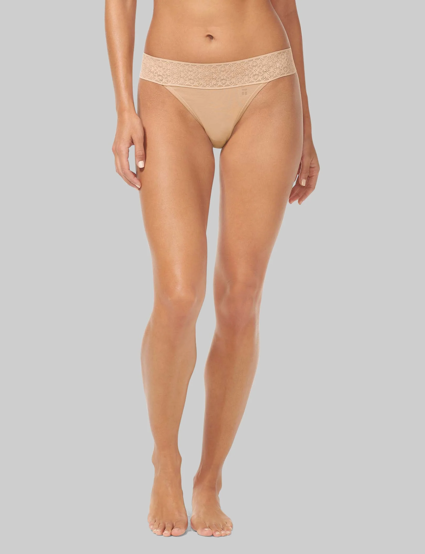 Women's Cool Cotton Thong, Lace Waist - Image 11