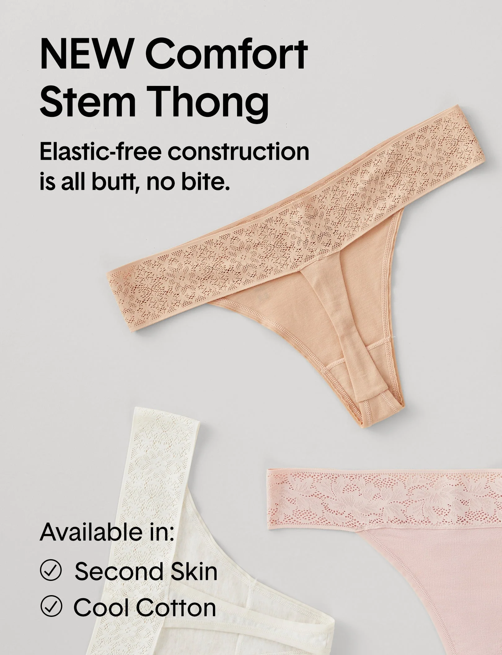 Women's Cool Cotton Thong, Lace Waist - Image 22