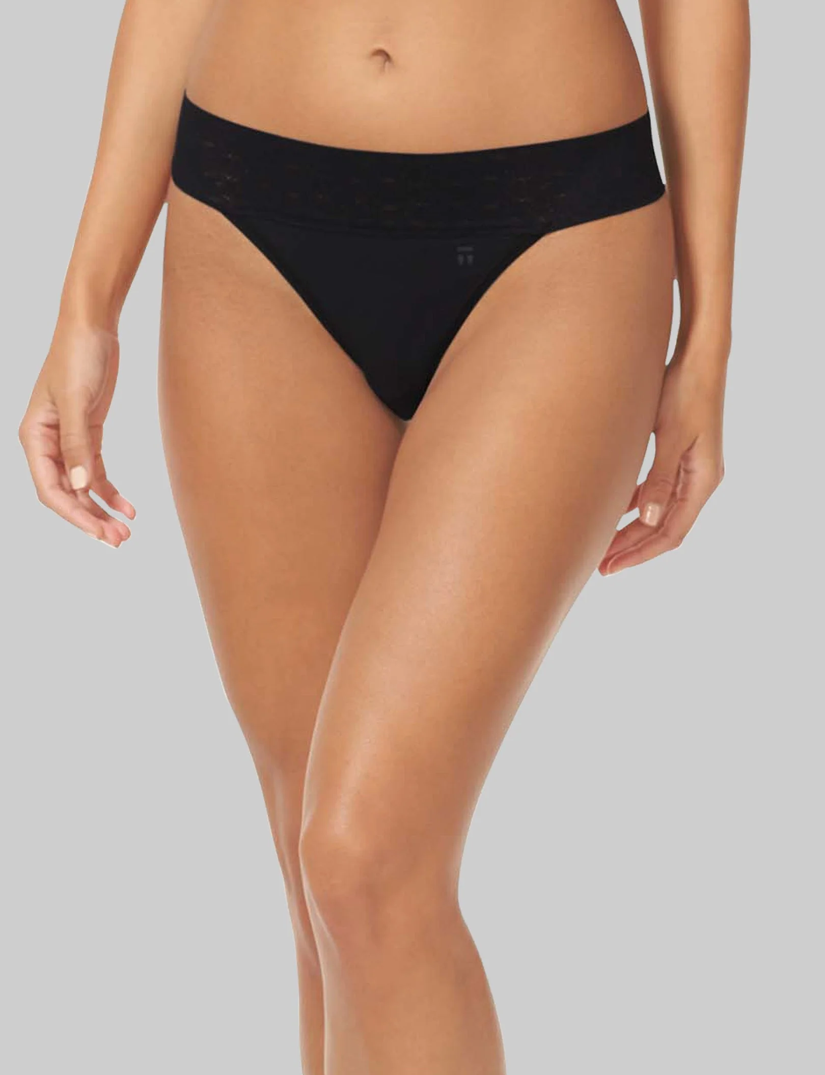 Women's Cool Cotton Thong, Lace Waist - Image 4