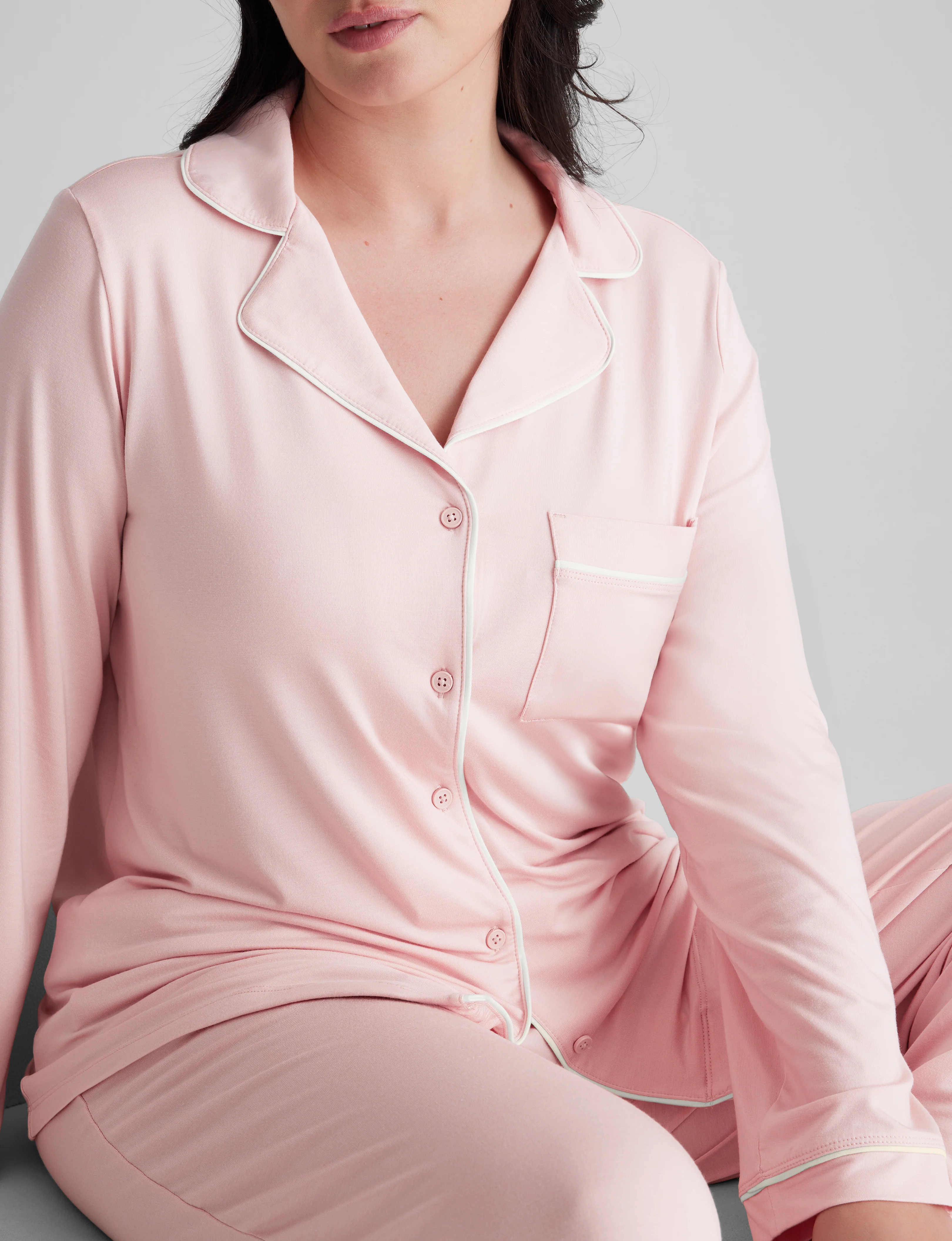 Women's Downtime Long Sleeve Pajama Top & Pant Set - Image 10