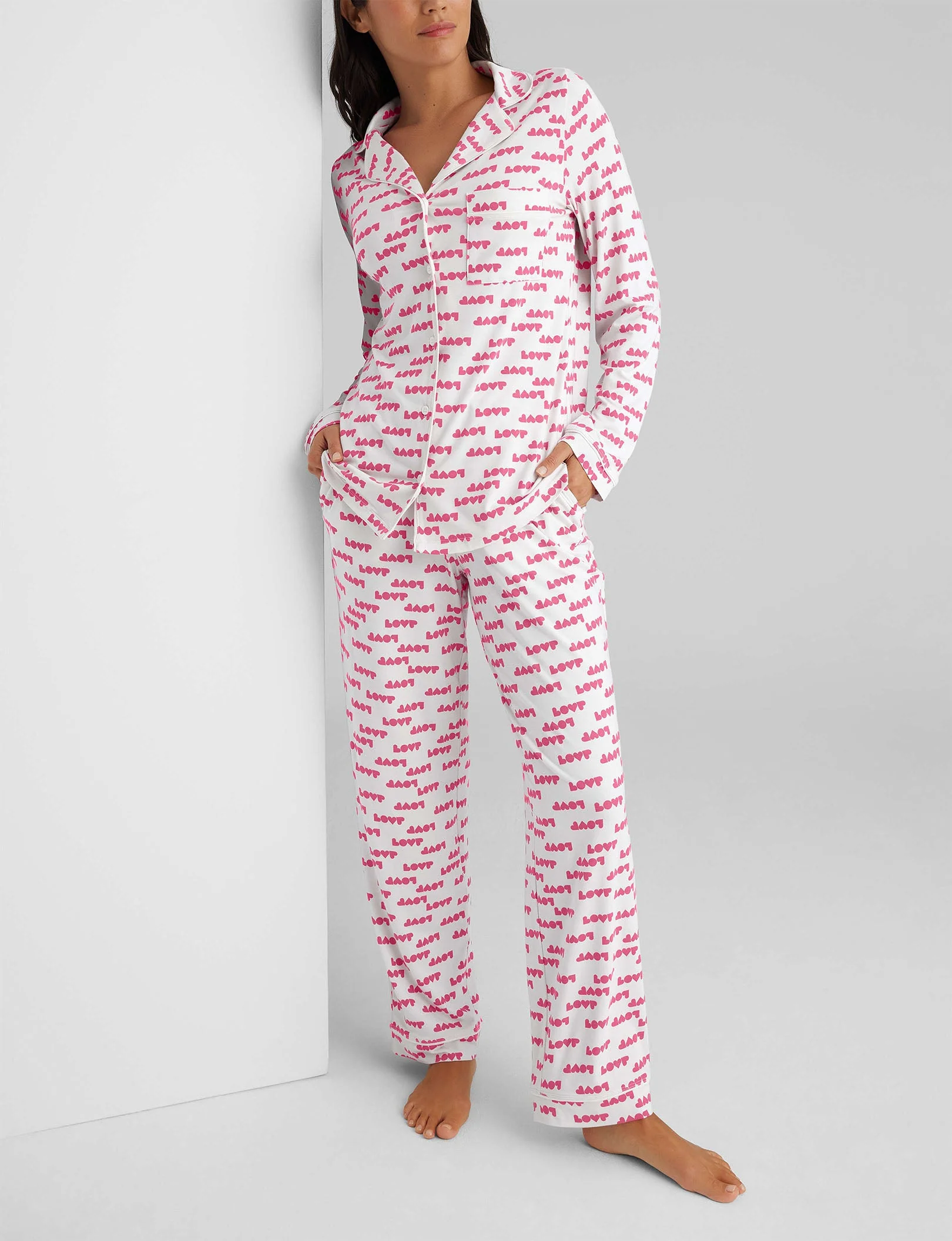 Women's Downtime Long Sleeve Pajama Top & Pant Set - Image 8