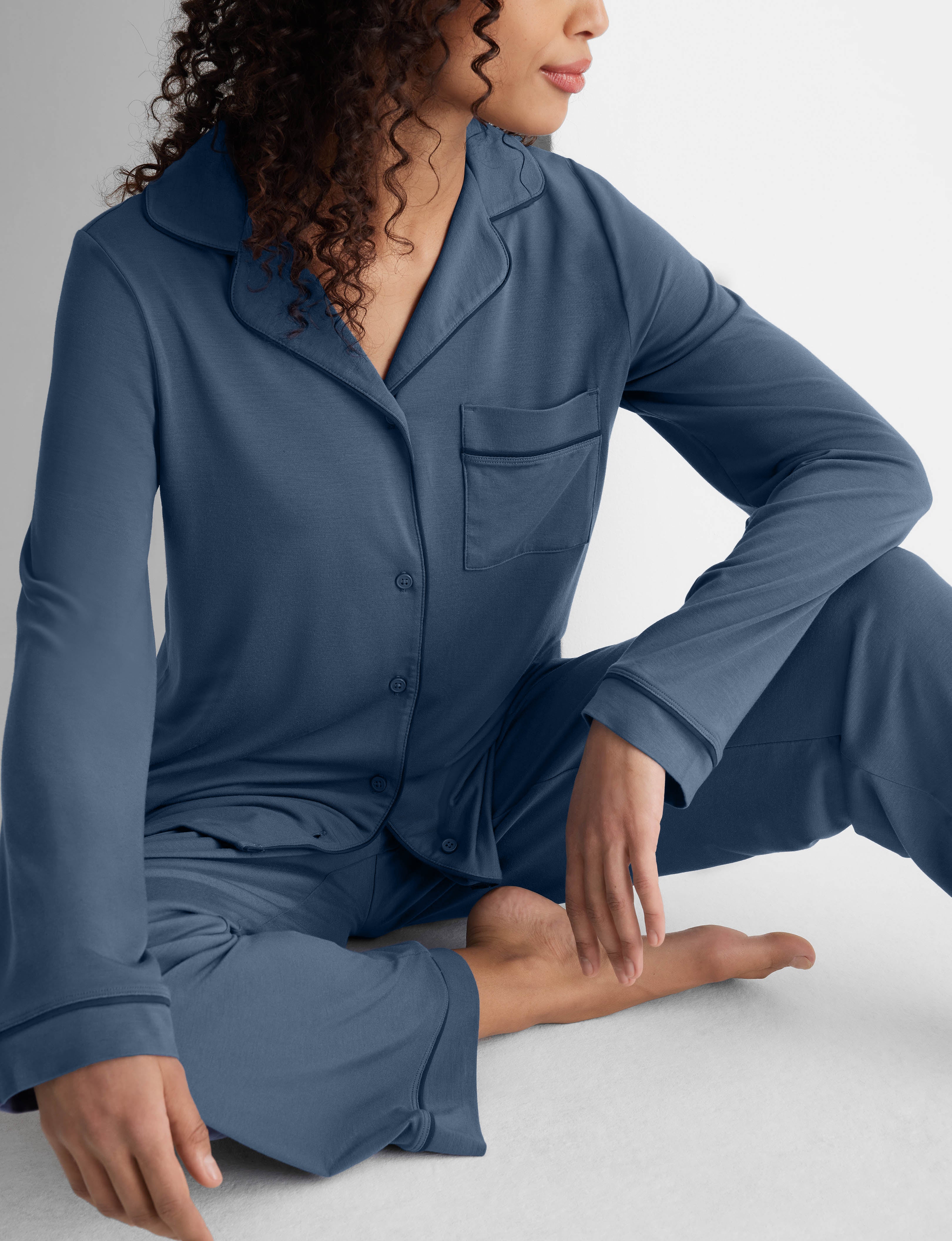Women's Downtime Long Sleeve Pajama Top & Pant Set - Image 93