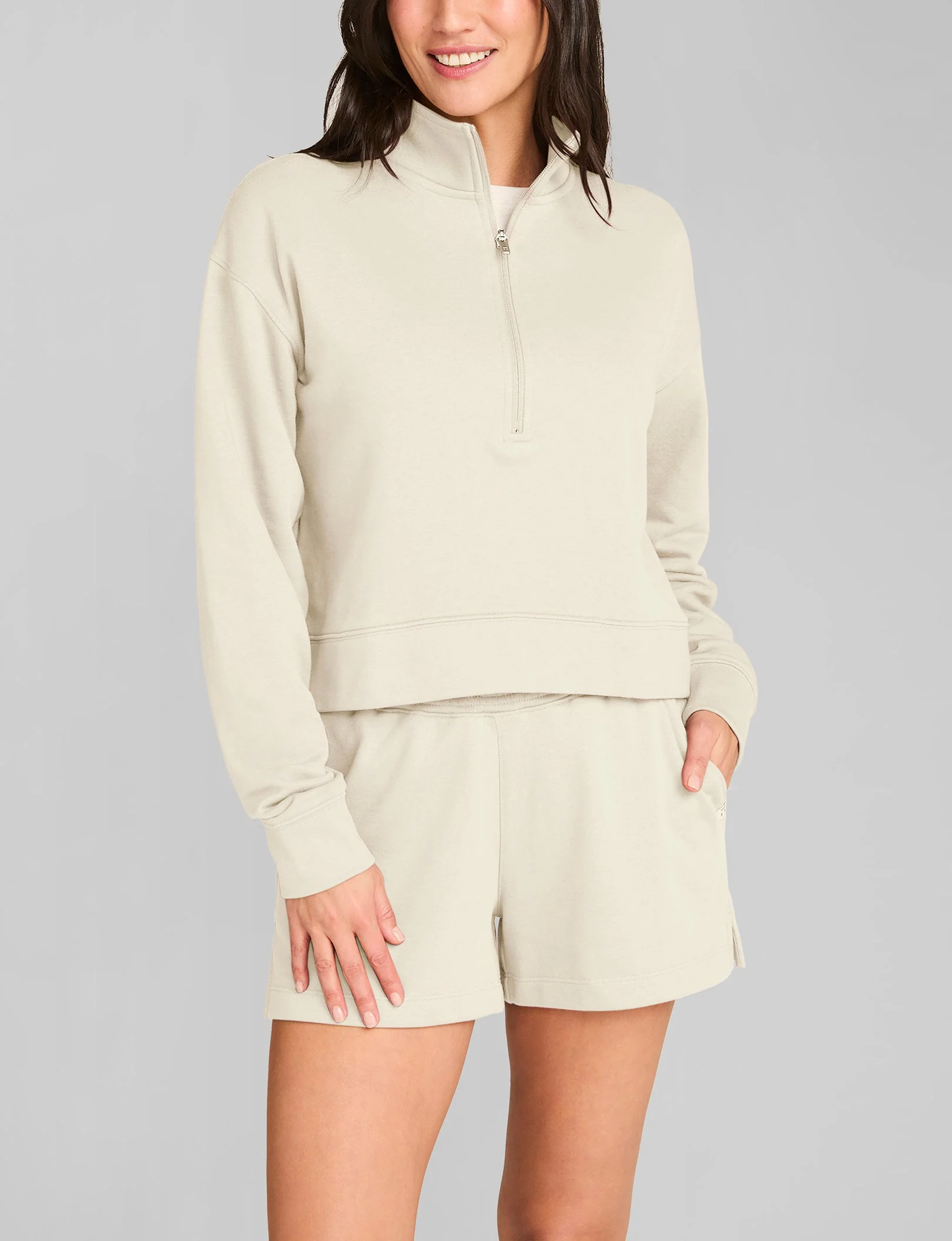 Women's French Terry Half-Zip Sweatshirt - Image 17