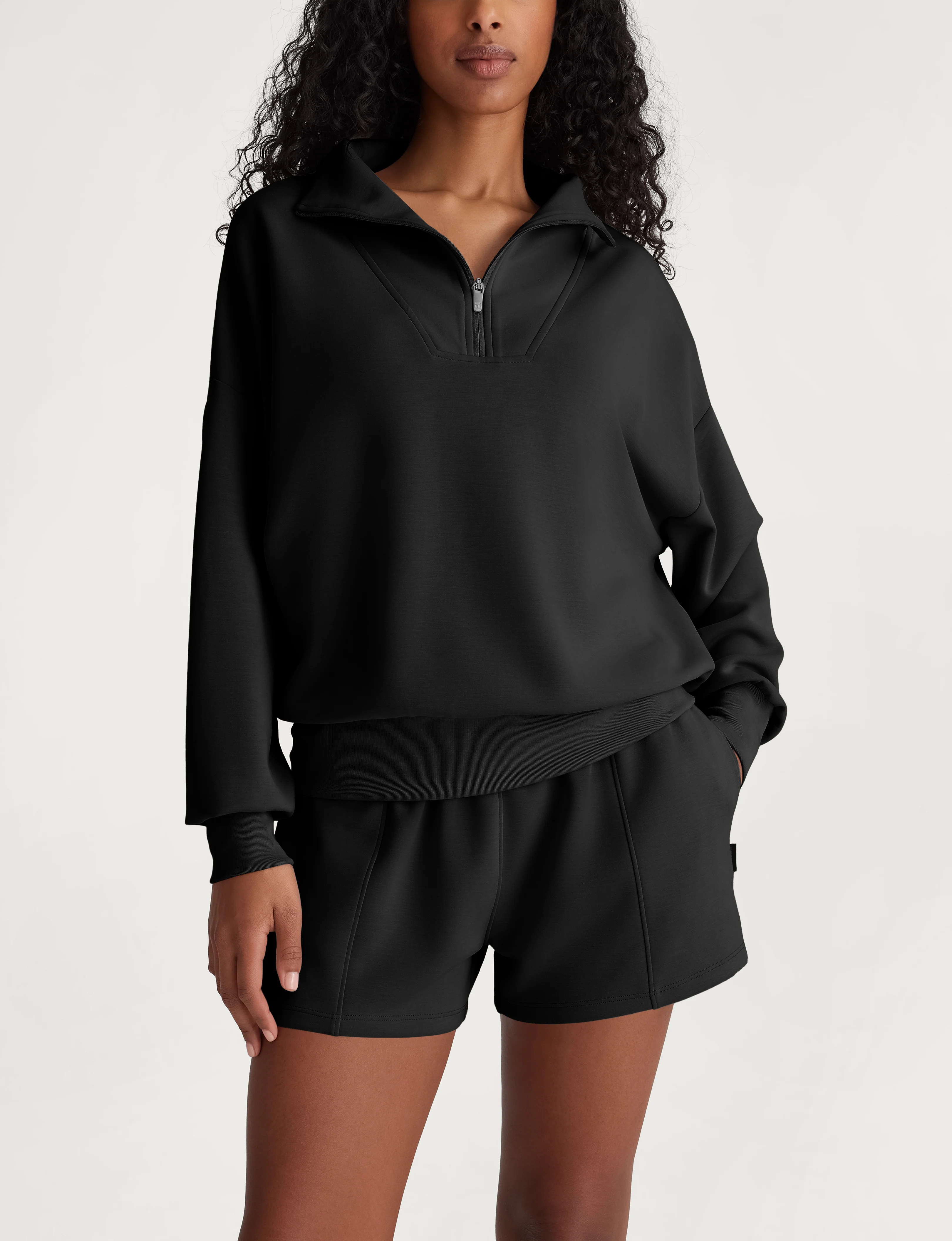Women's Luxe Traveler Knit Quarter Zip & Short Set - Image 20