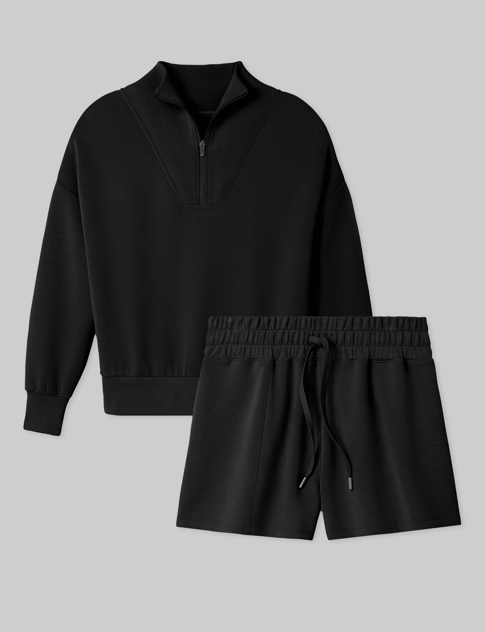 Women's Luxe Traveler Knit Quarter Zip & Short Set - Image 4