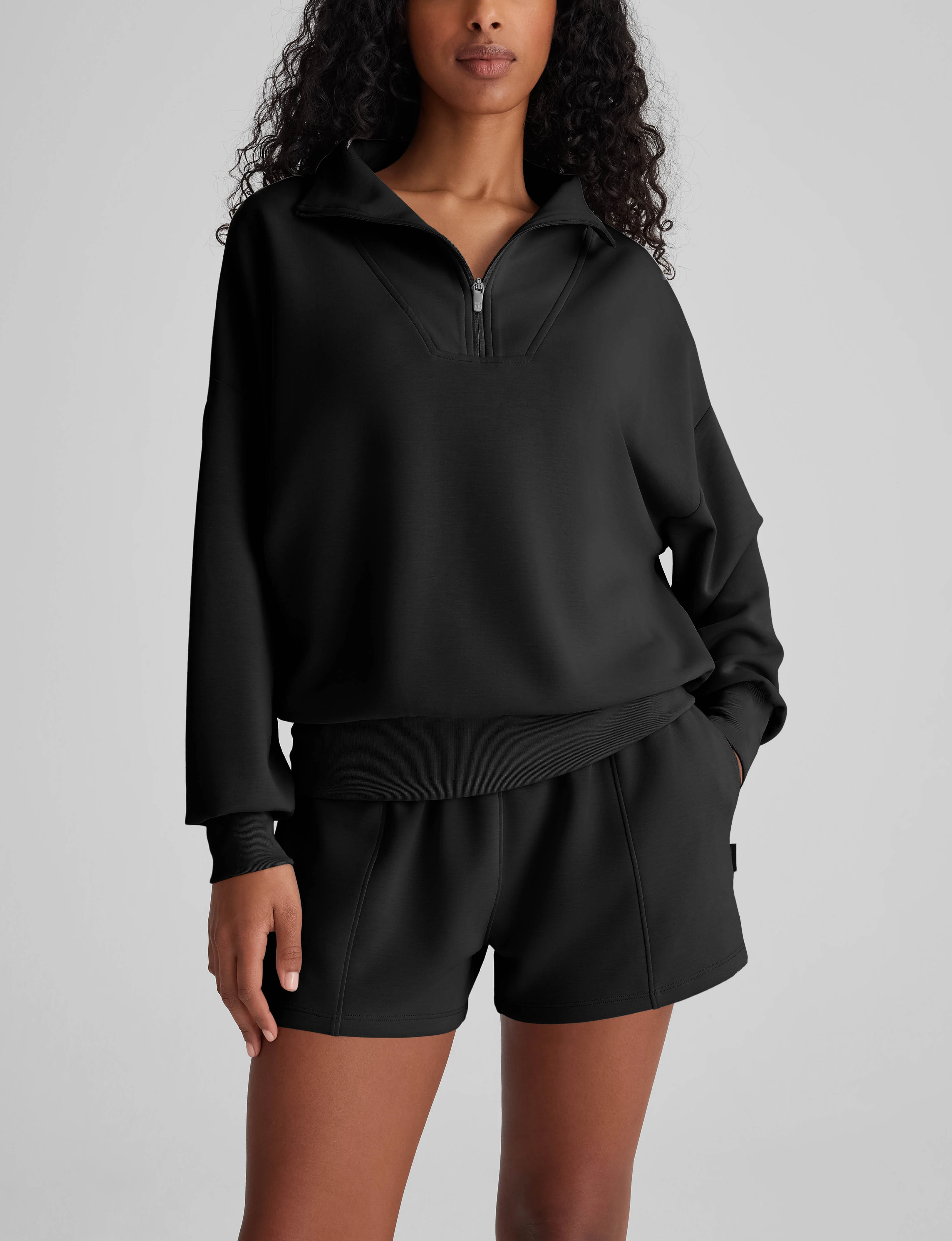 Women's Luxe Traveler Knit Quarter Zip & Short Set - Image 5