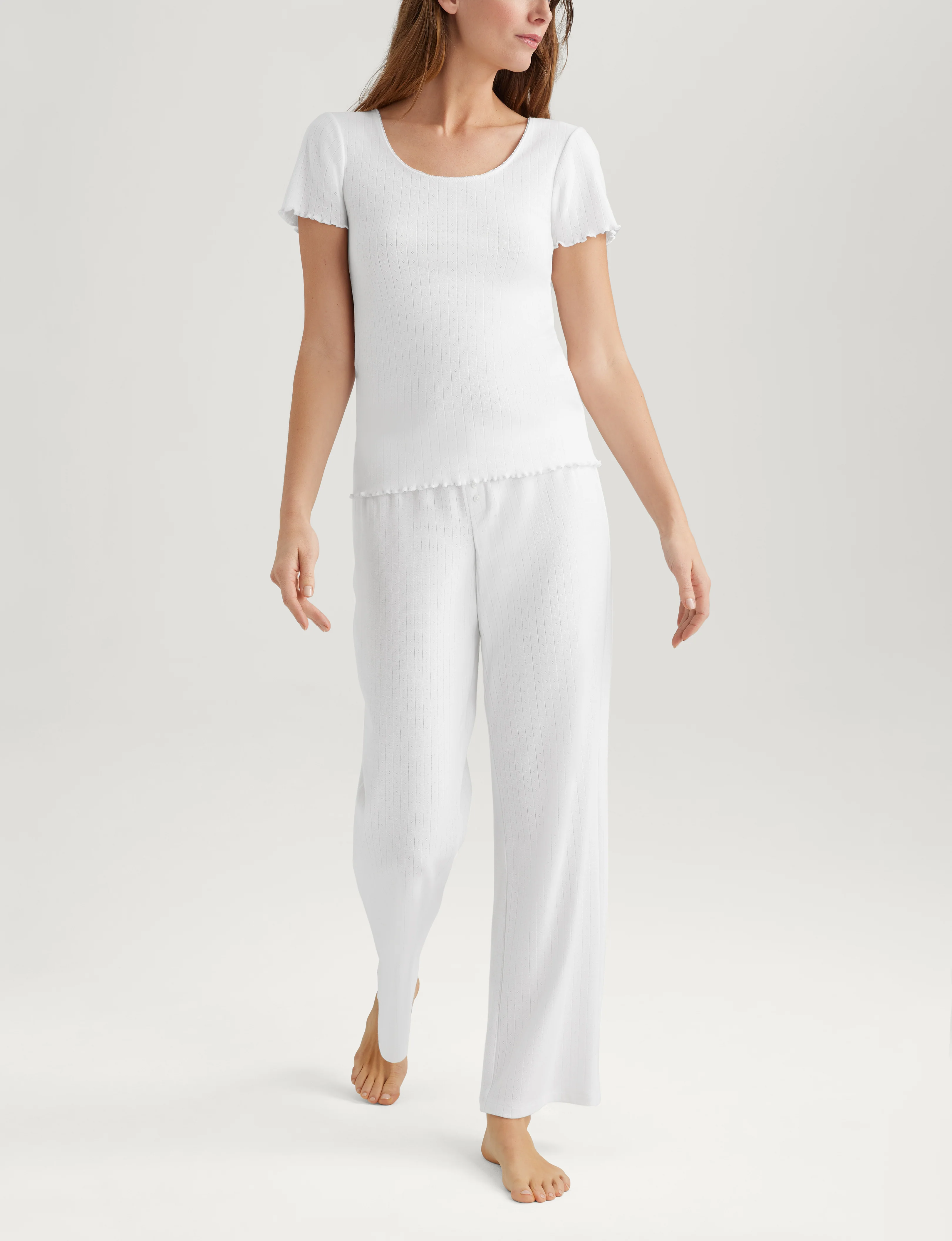 Women's Pointelle Rib Tee & Pant Set - Image 3