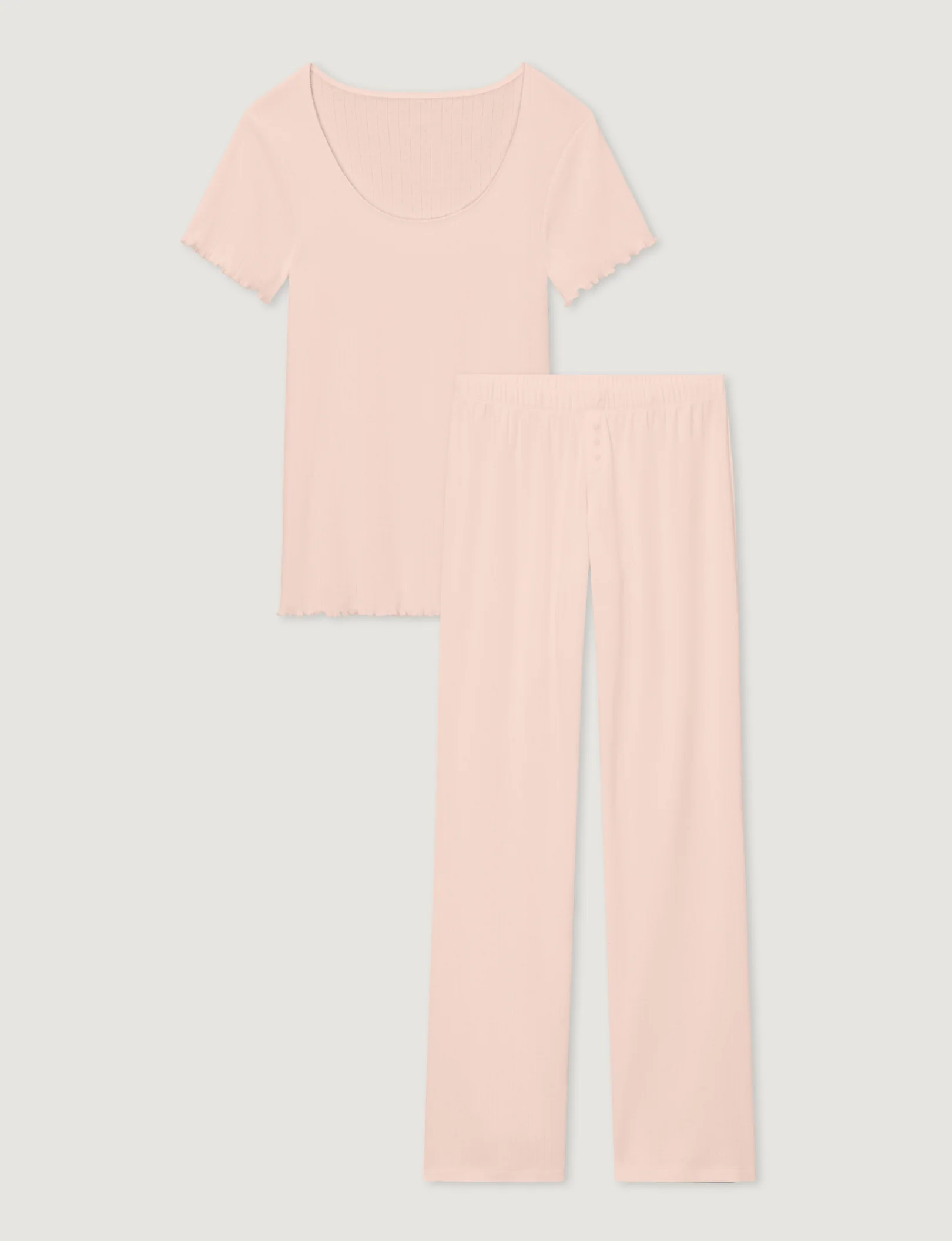 Women's Pointelle Rib Tee & Pant Set - Image 5