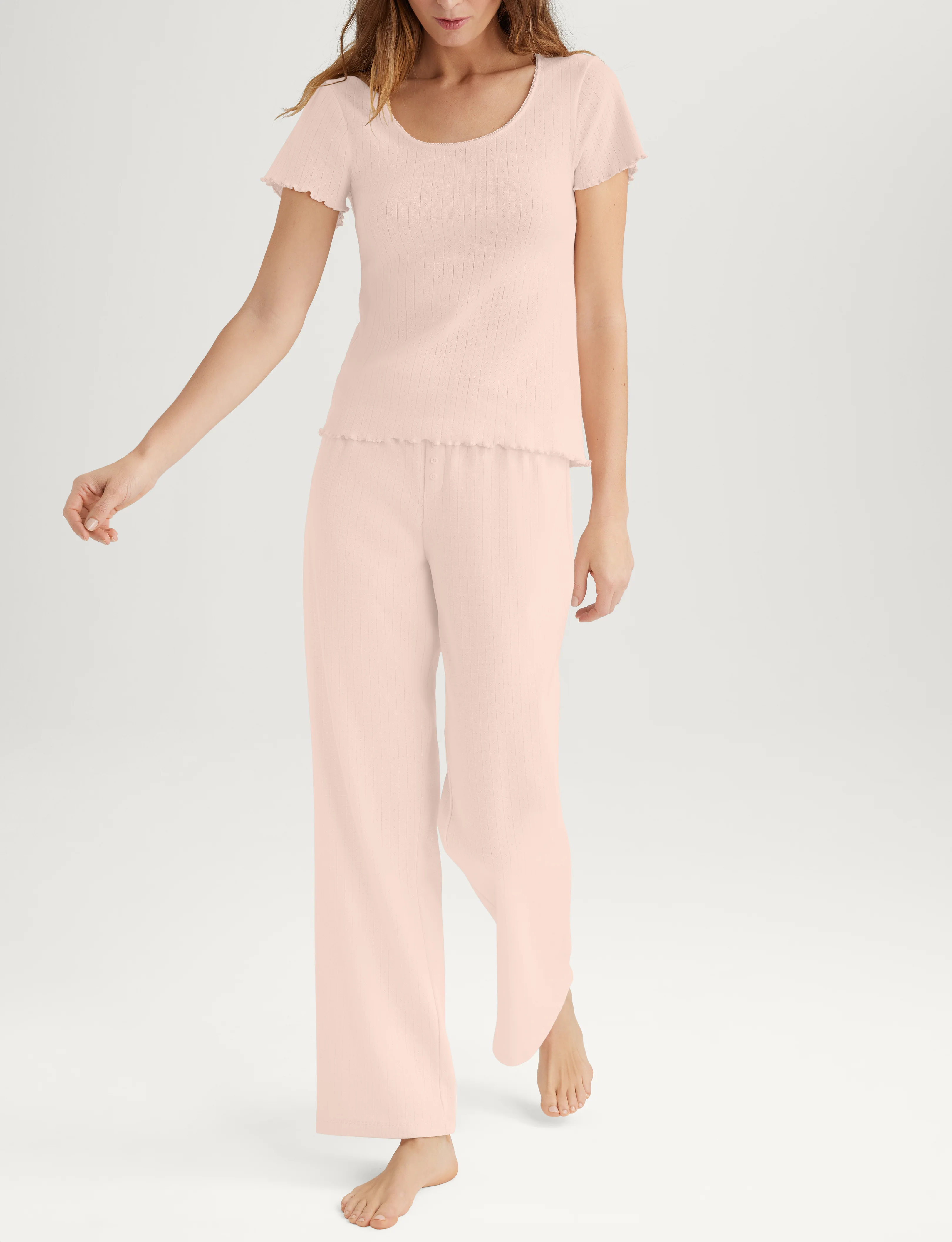 Women's Pointelle Rib Tee & Pant Set - Image 6