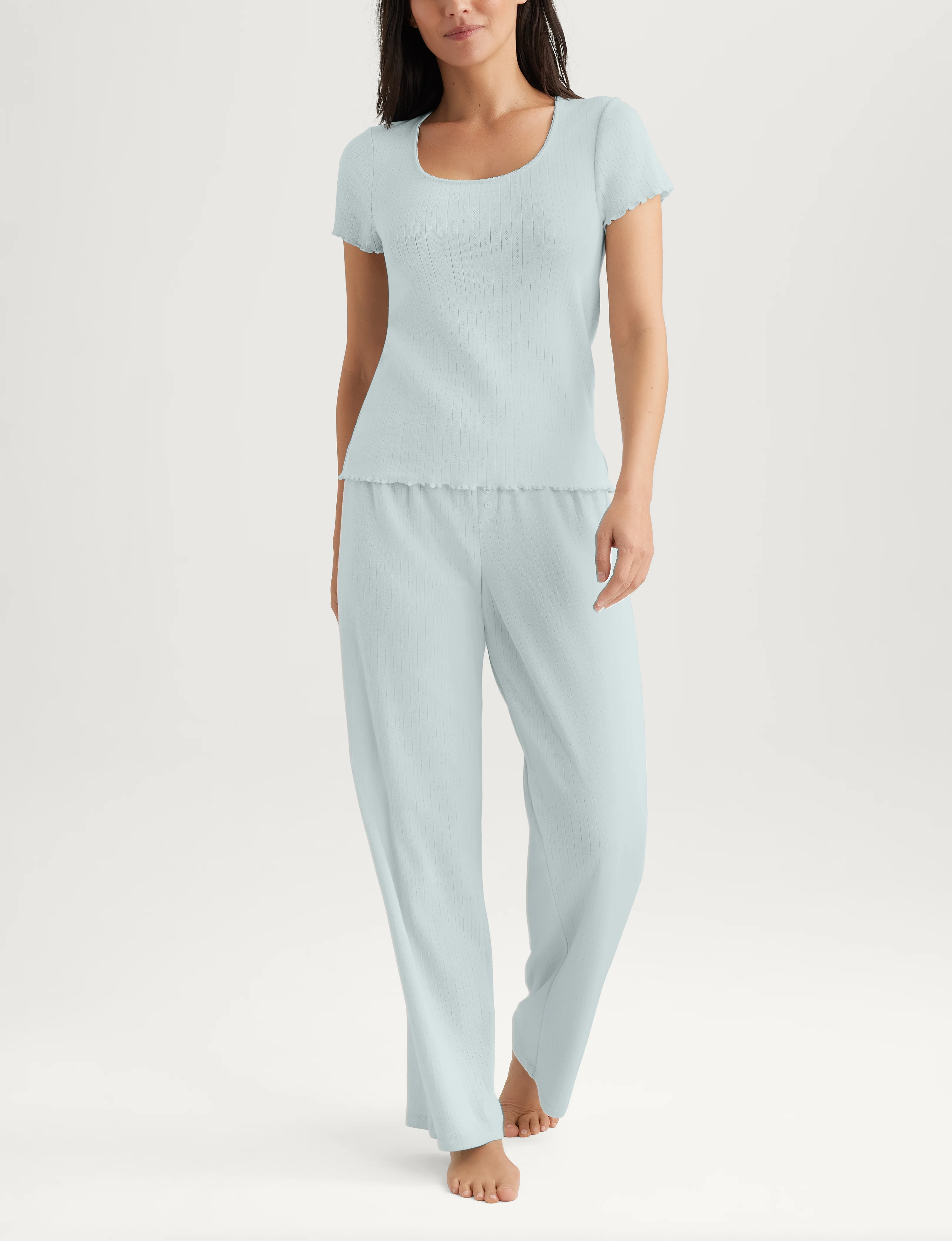 Women's Pointelle Rib Tee & Pant Set - Image 8