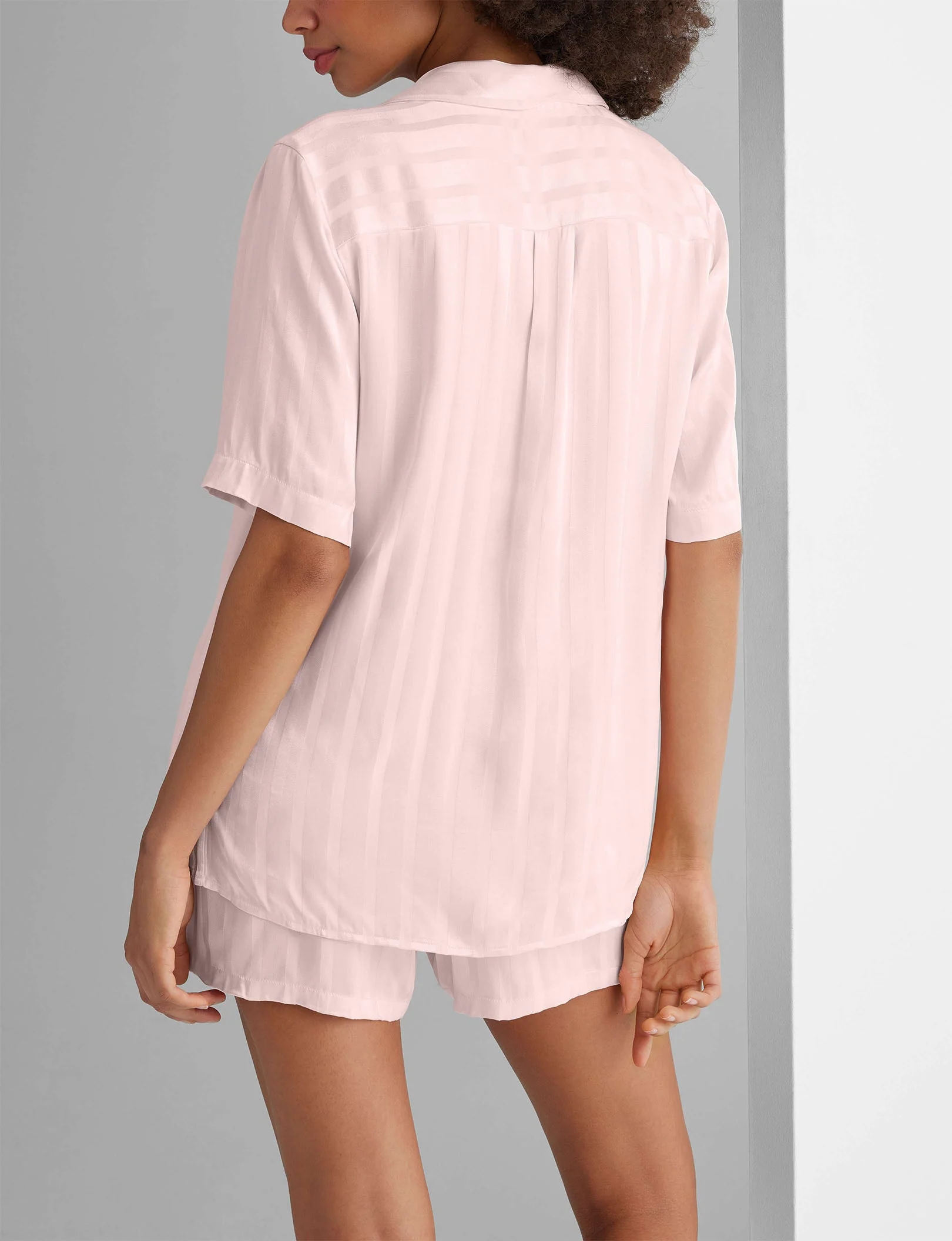 Women's Satin Jacquard Pajama Top & Short Set - Image 12