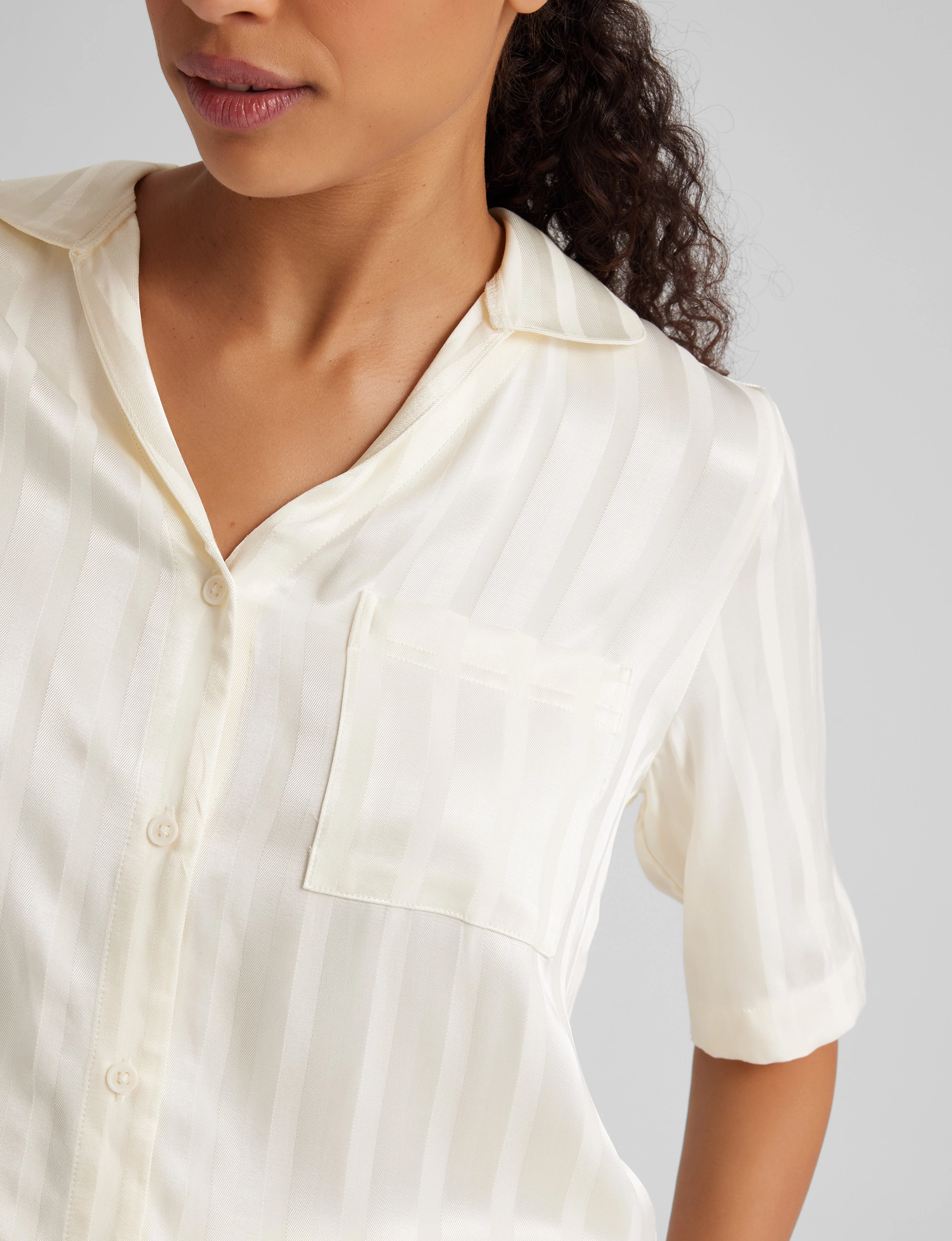 Women's Satin Jacquard Pajama Top & Short Set - Image 17