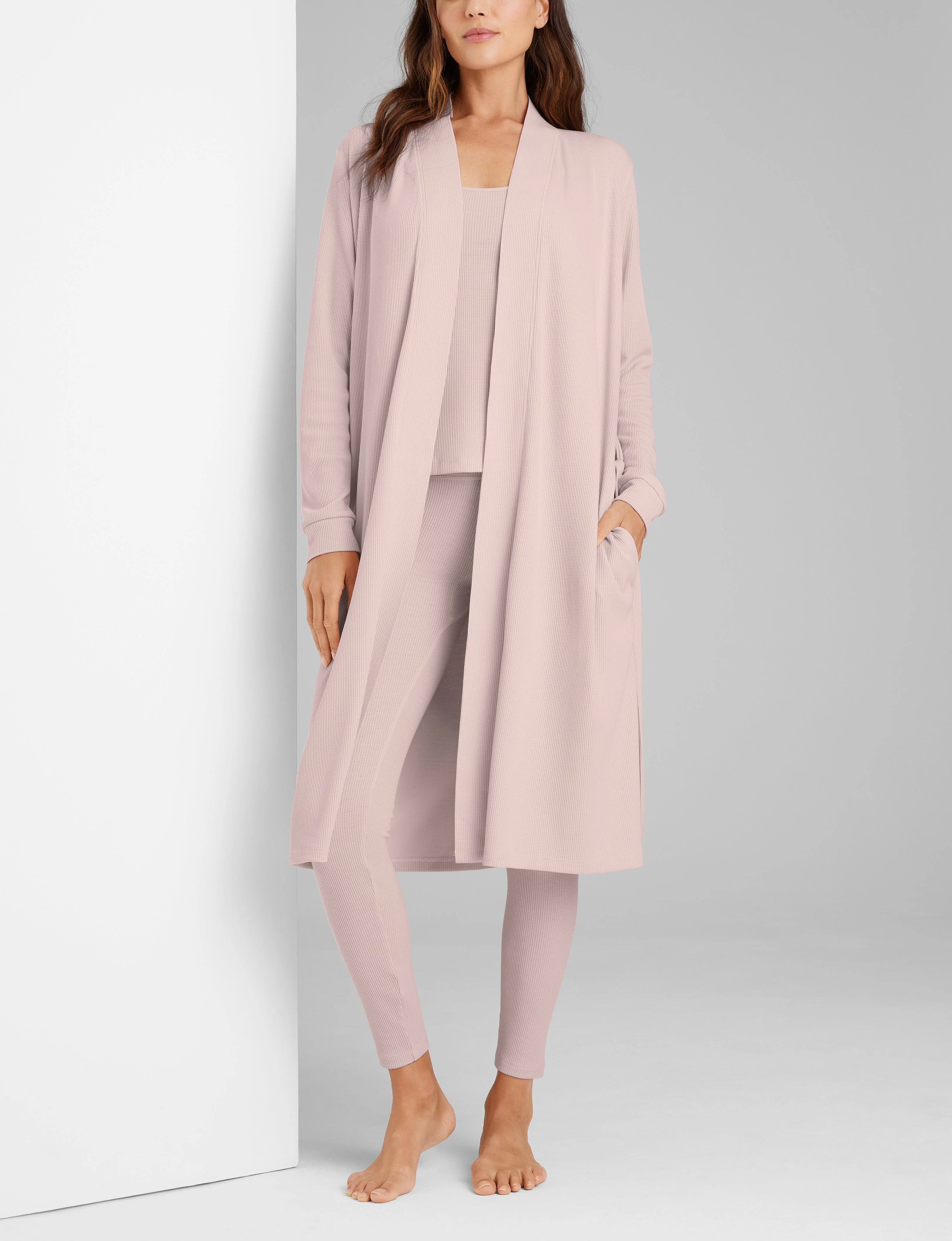 Women's Waffle Lounge Tank, Legging & Robe Set - Image 10