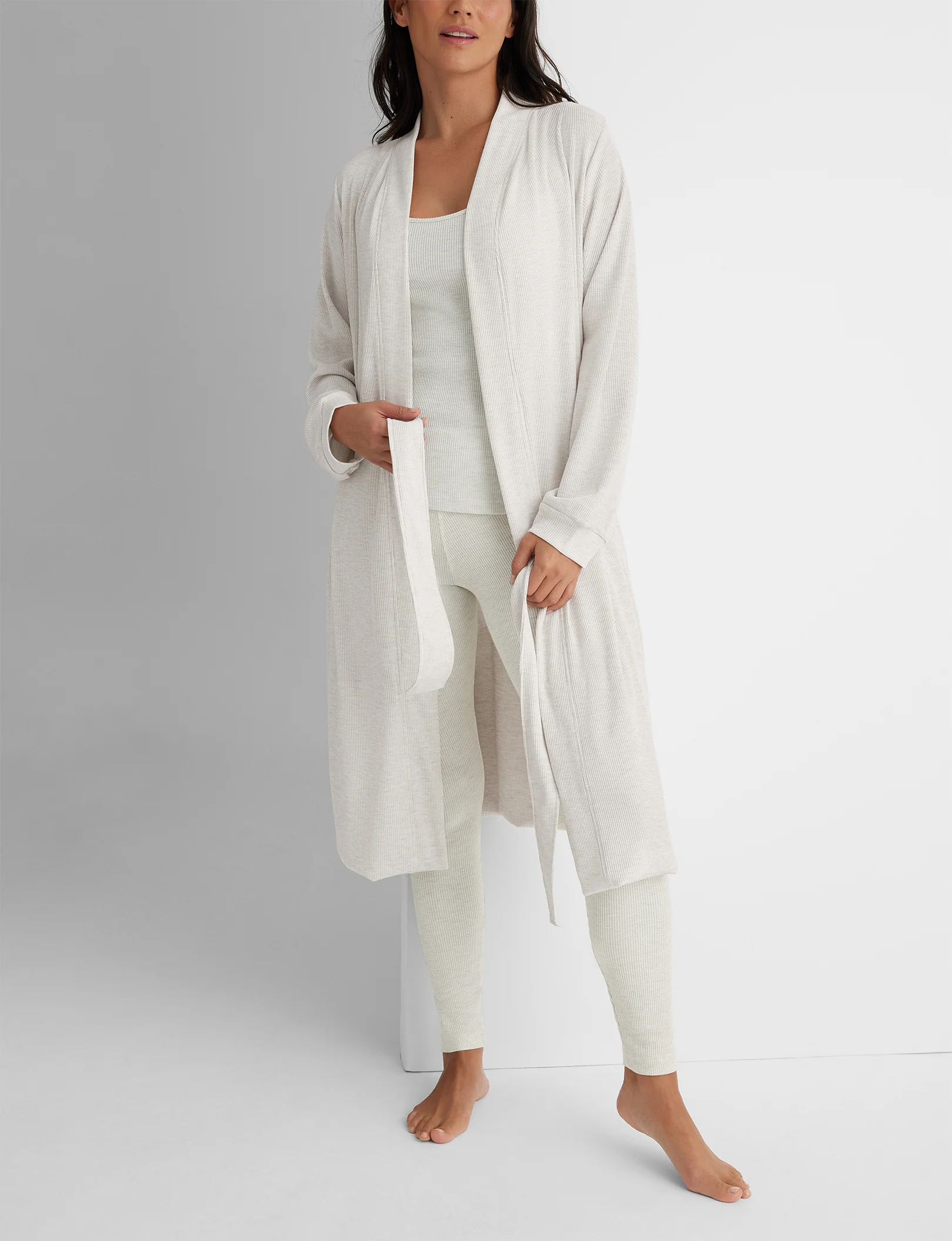 Women's Waffle Lounge Tank, Legging & Robe Set - Image 14