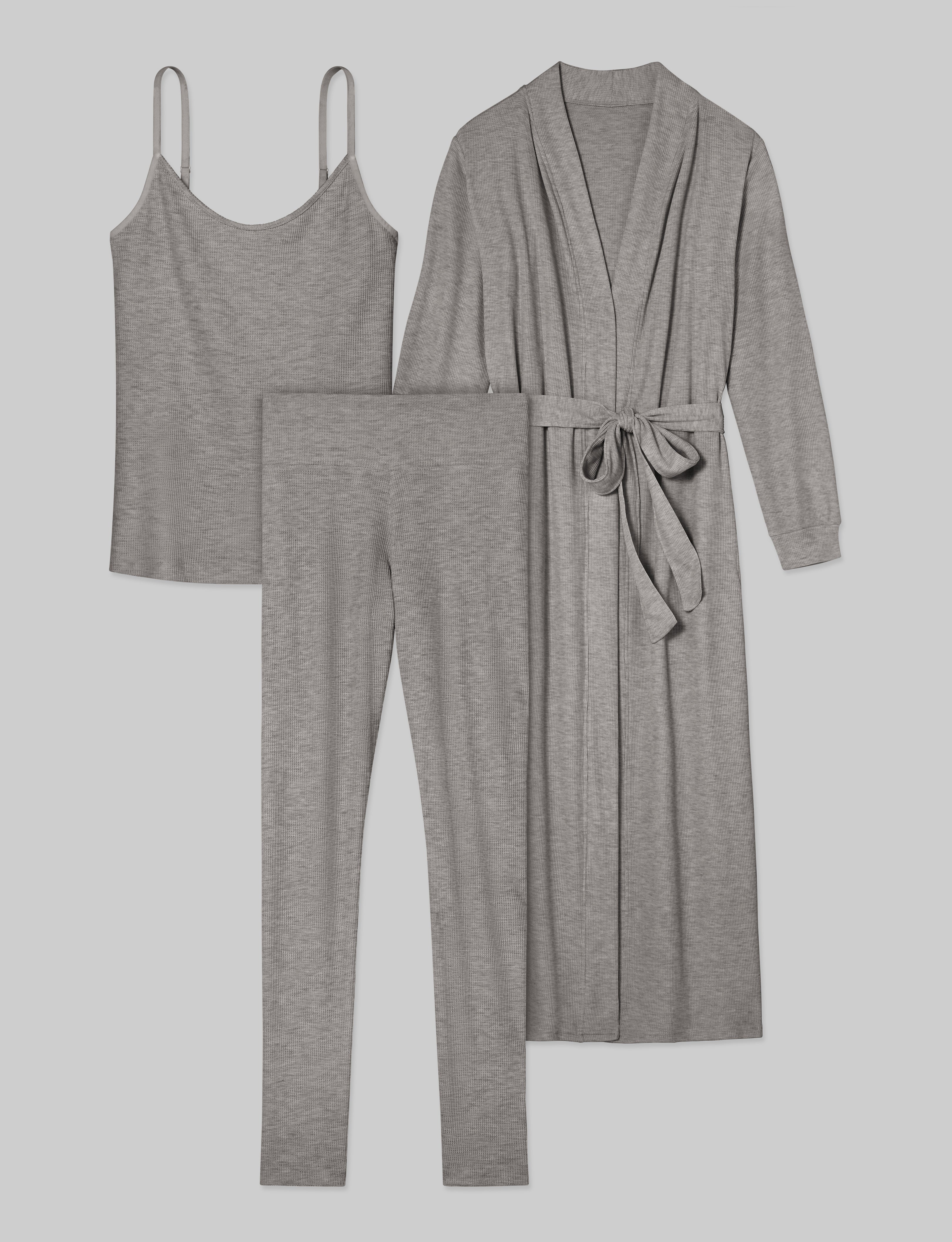 Women's Waffle Lounge Tank, Legging & Robe Set - Image 2